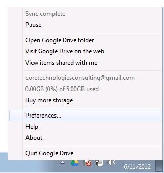Open Google Drive Preferences