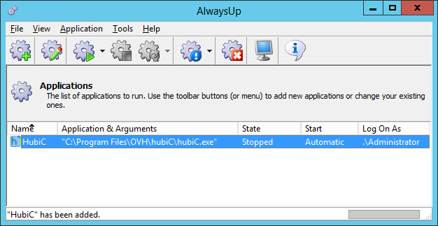 hubiC Windows Service: Created