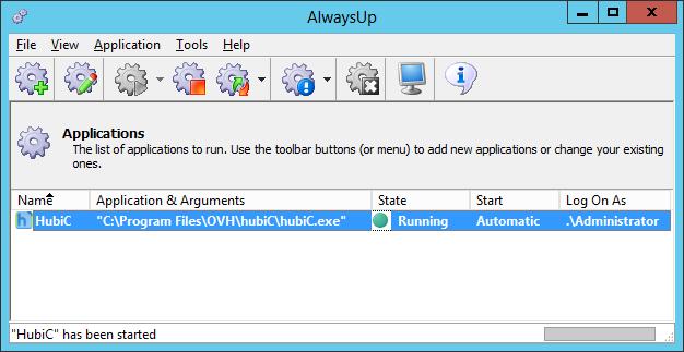 hubiC Windows Service: Running