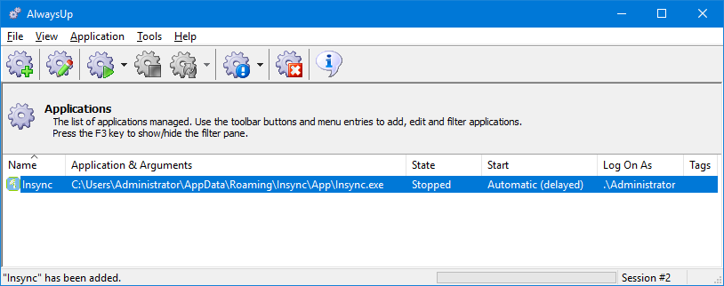 Insync Windows Service: Created