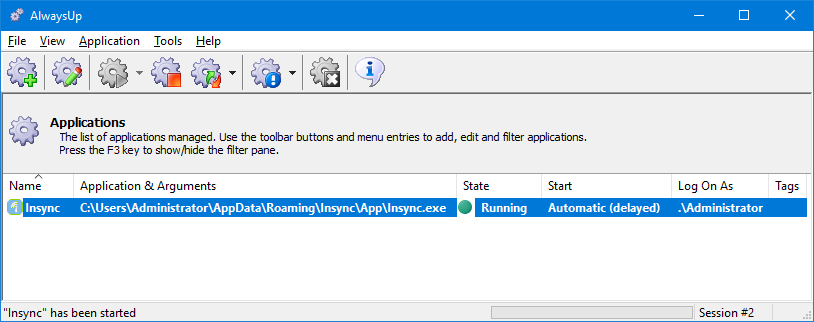 Insync Windows Service: Running