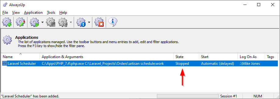 Laravel Scheduler Windows Service: Created