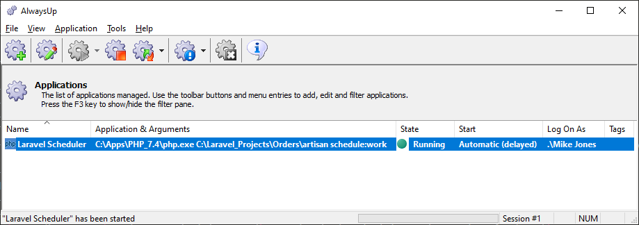 Laravel Scheduler Windows Service: Running