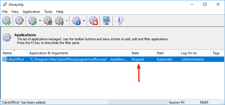 LibreOffice Windows Service: Created