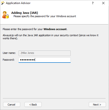 Metabase Windows Service: Enter Windows account password