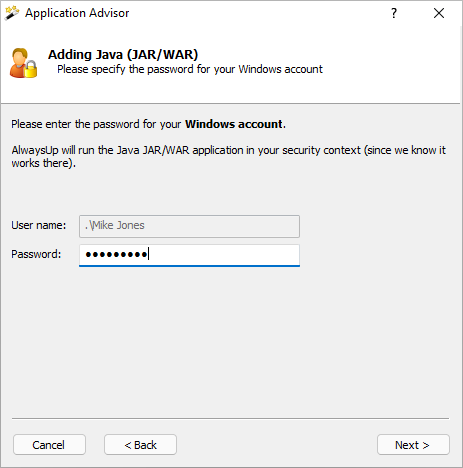 Minecraft Windows Service: Enter Windows account password