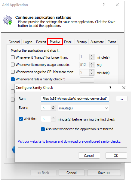 Ombi Windows Service: Monitor Tab