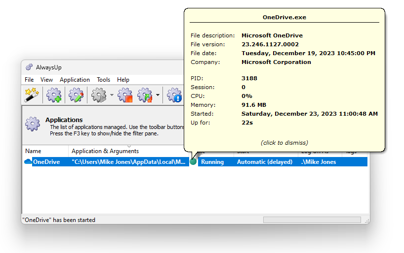 OneDrive Windows Service: Running