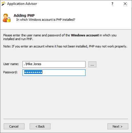 PHP Windows Service: Enter your password