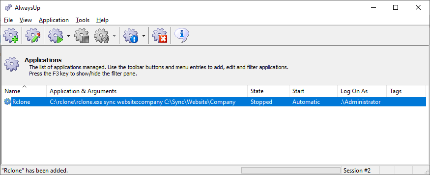 Rclone Windows Service: Created