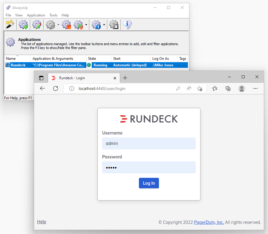 Rundeck Windows Service: URL Working