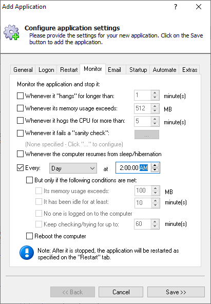 Sauce Connect Proxy Windows Service: Monitor Tab