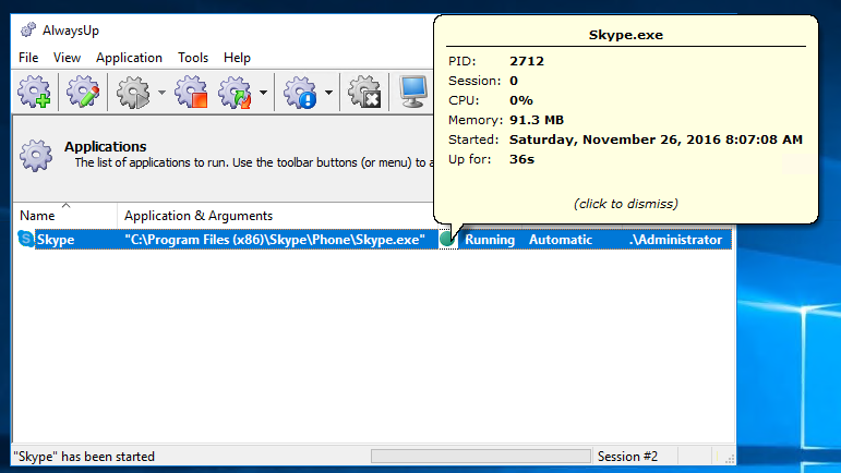Skype Windows Service: Started