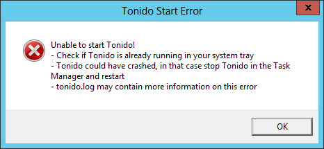 Tonido is already running