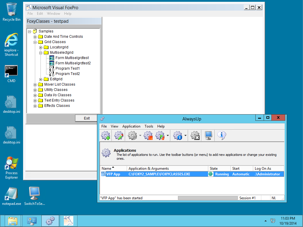 Visual FoxPro Windows Service: Running in the current Session