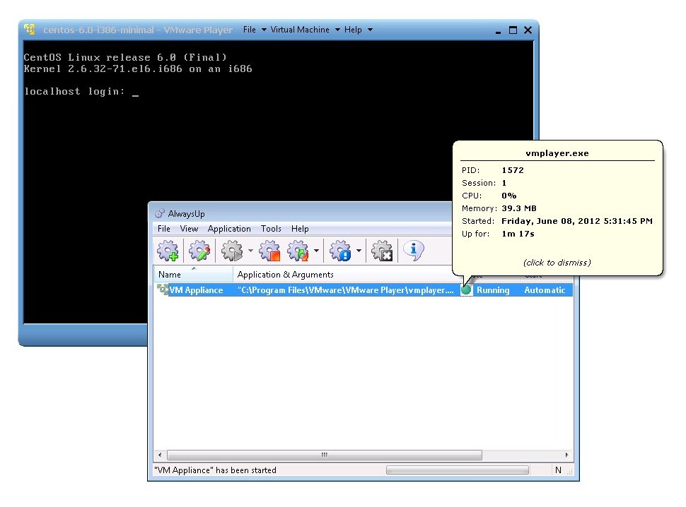 VMware Player Windows Service: Running on the Desktop