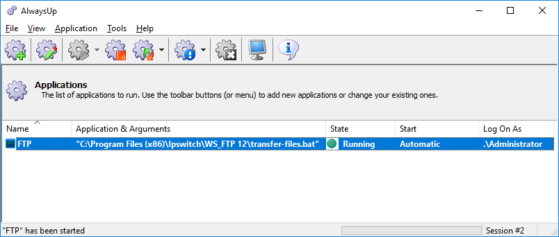 WS FTP Pro Windows Service: Started
