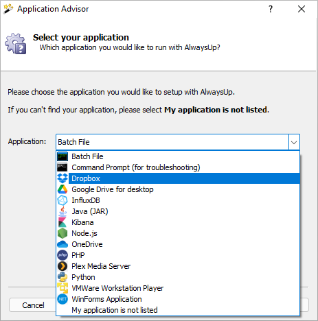 Application Advisor: Choose program