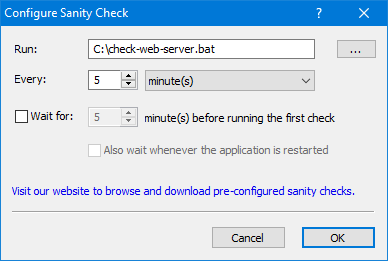 AlwaysUp: Configure sanity check