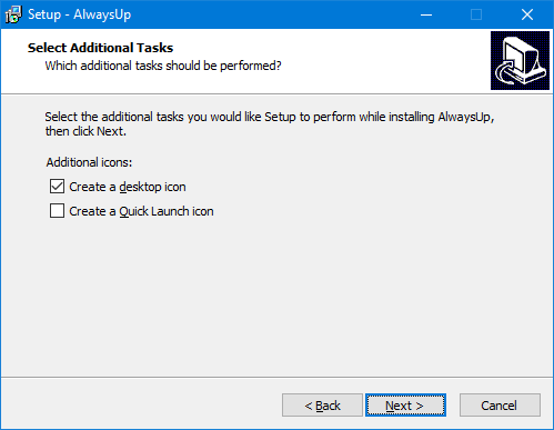 Install AlwaysUp: Additional Tasks