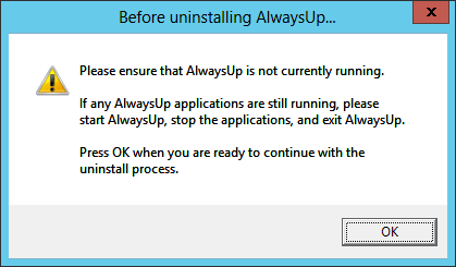 Uninstall AlwaysUp: Stop AlwaysUp Windows Services
