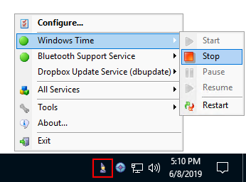 Manage your Windows Services from the Taskbar
