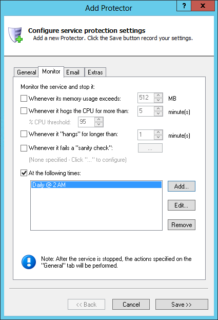 Bitvise SSH Server Windows Service: Monitor Tab