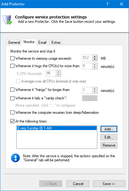 Crowd Windows Service: Monitor Tab