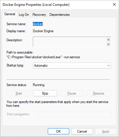 Docker Engine Windows Service
