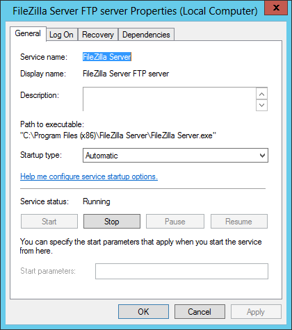 FileZilla Windows Service
