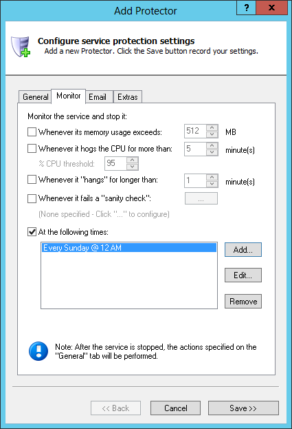 freeSSHd Windows Service: Monitor Tab