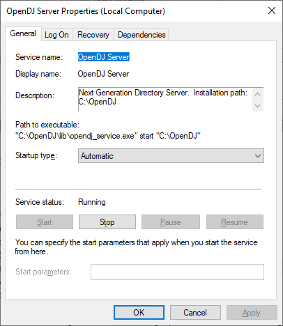 OpenDJ Windows Service