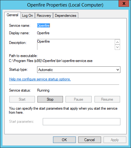 Openfire installed as a Windows Service