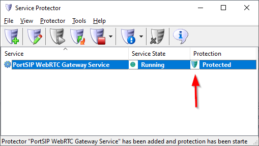 PortSIP WebRTC Gateway Windows Service: Monitor Tab
