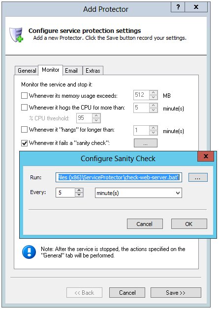 Abyss Web Server Windows Service: Monitor Tab