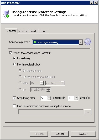 MSMQ Windows Service: General Tab