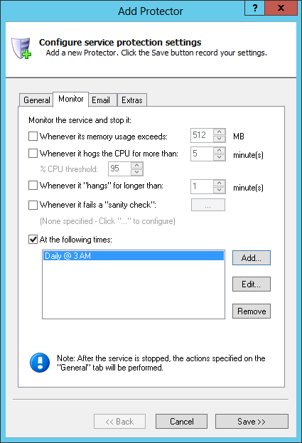 Openfire Windows Service: Monitor Tab