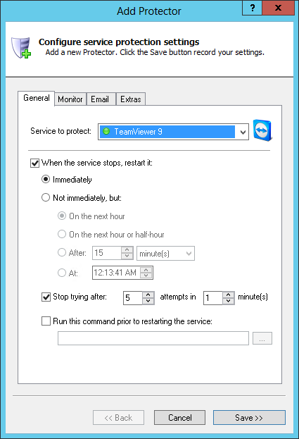 TeamViewer Windows Service: General Tab