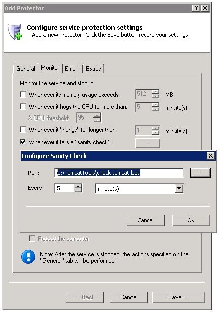 Tomcat Windows Service: Monitor Tab