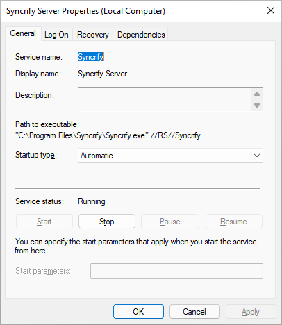 Syncrify Windows Service