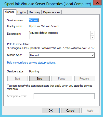 OpenLink Virtuoso Windows Service