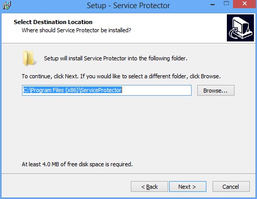 Install Service Protector: Installation Folder