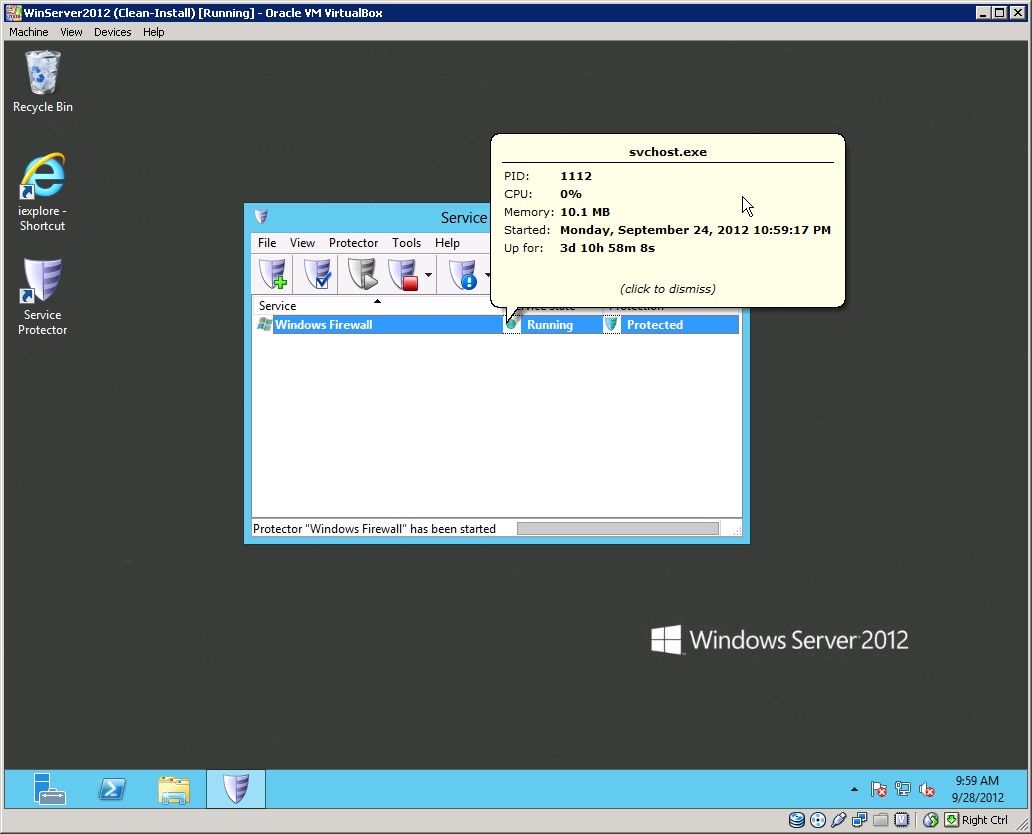 Service Protector on Windows Server 2012